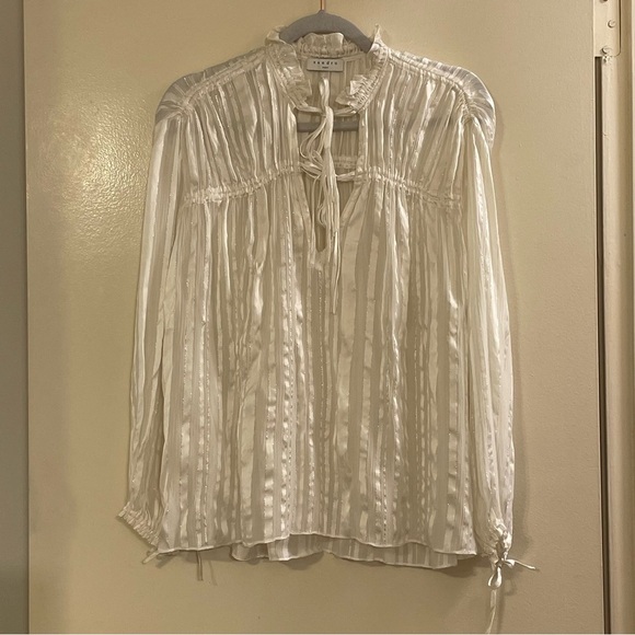 SANDRO NWOT Flowing Blouse in Ecru - Picture 3 of 9